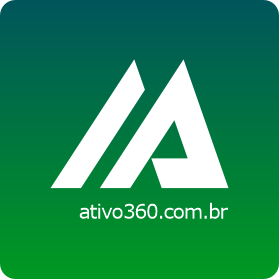 Logo do portal Ativo360 com fundo verde e azul em degradê, destacando o símbolo gráfico "A" e o site “ativo360.com.br”.