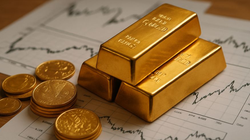 Ouro em alta: barras de ouro representando como esse ativo superou o Bitcoin em 2025 e se tornou uma opção segura de investimento